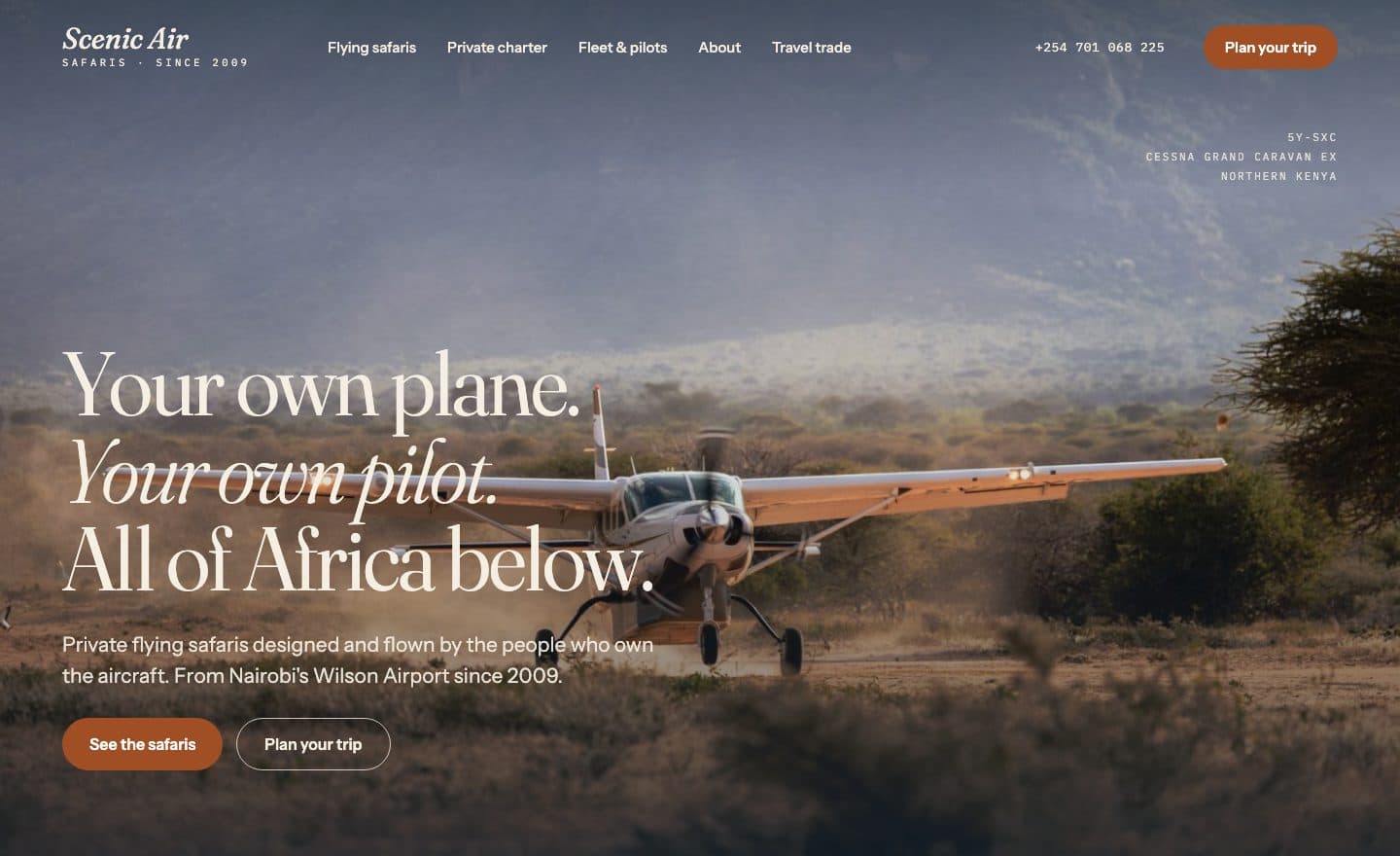Hero: the Grand Caravan taxiing on a bush strip under the headline